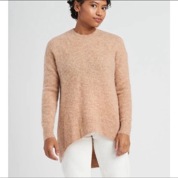 Universal Standard Melissa High Low Pullover Wool Mohair Knit Sweater Camel Tan - Picture 7 of 13